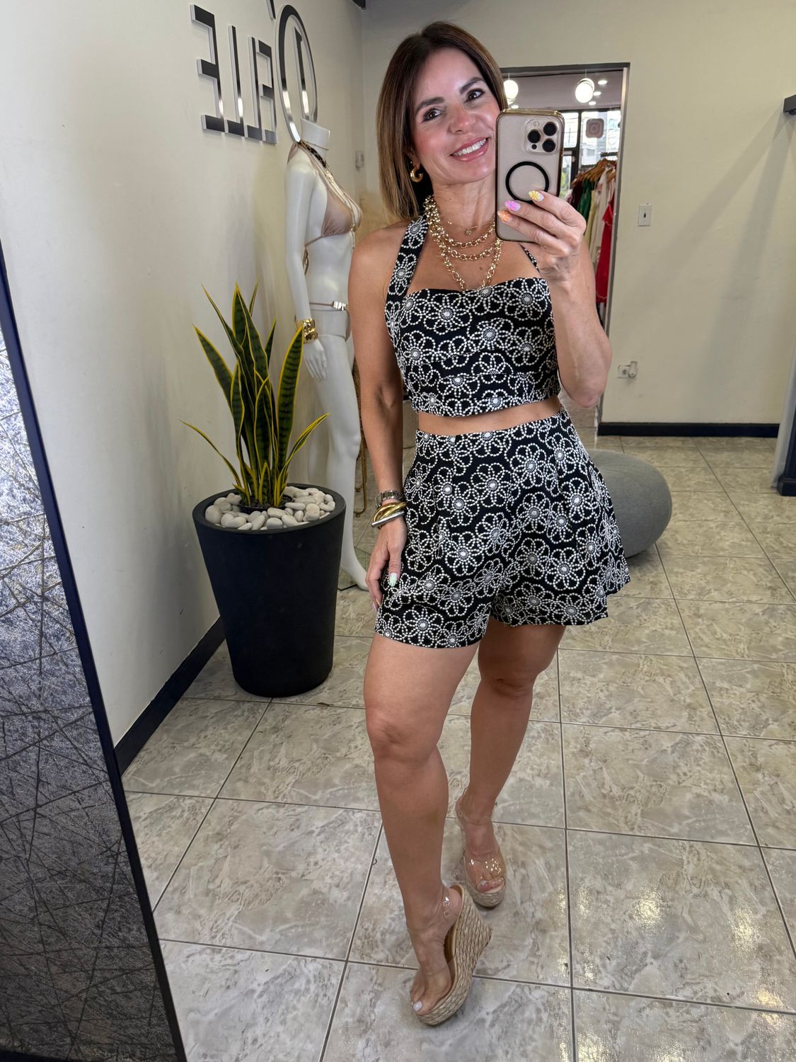 Black Ivory Detail Short Set