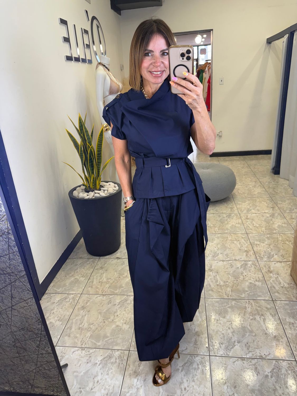 Navy Safari Balloon Pant Set