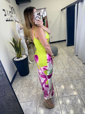 Lime Multi Slip Maxi Dress