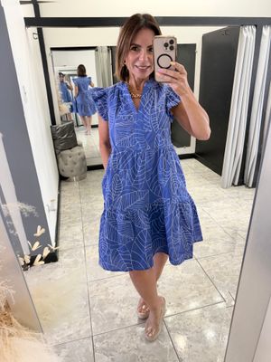 Blue White Detail Short Dress