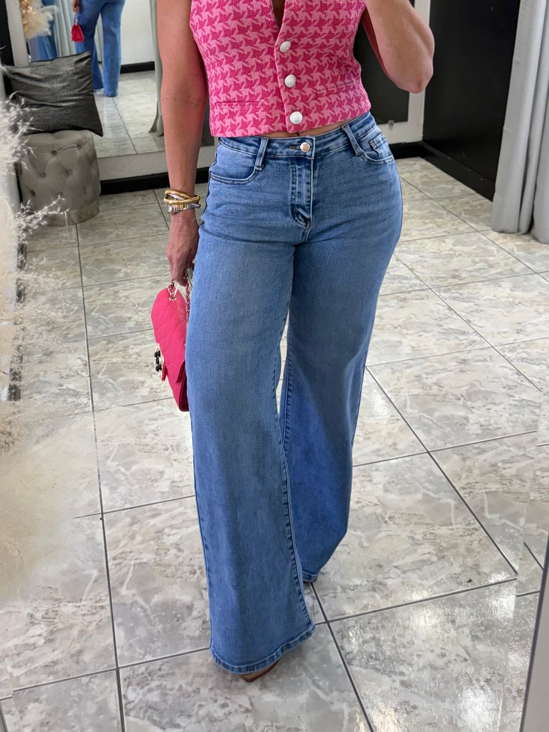 Mid Denim Wide Leg Jeans