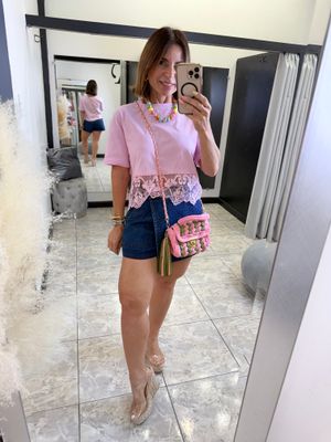 Pink or Yellow Lace Top