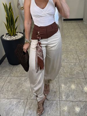 Beige/Brown Linen’s Bohemian Chic Ladies Pants