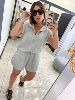 LT Taupe Or Gray Sleeveless Top And Shorts Set