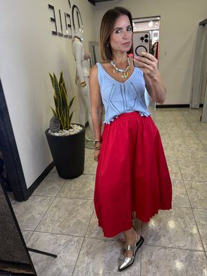 White or Apple Red Skirt