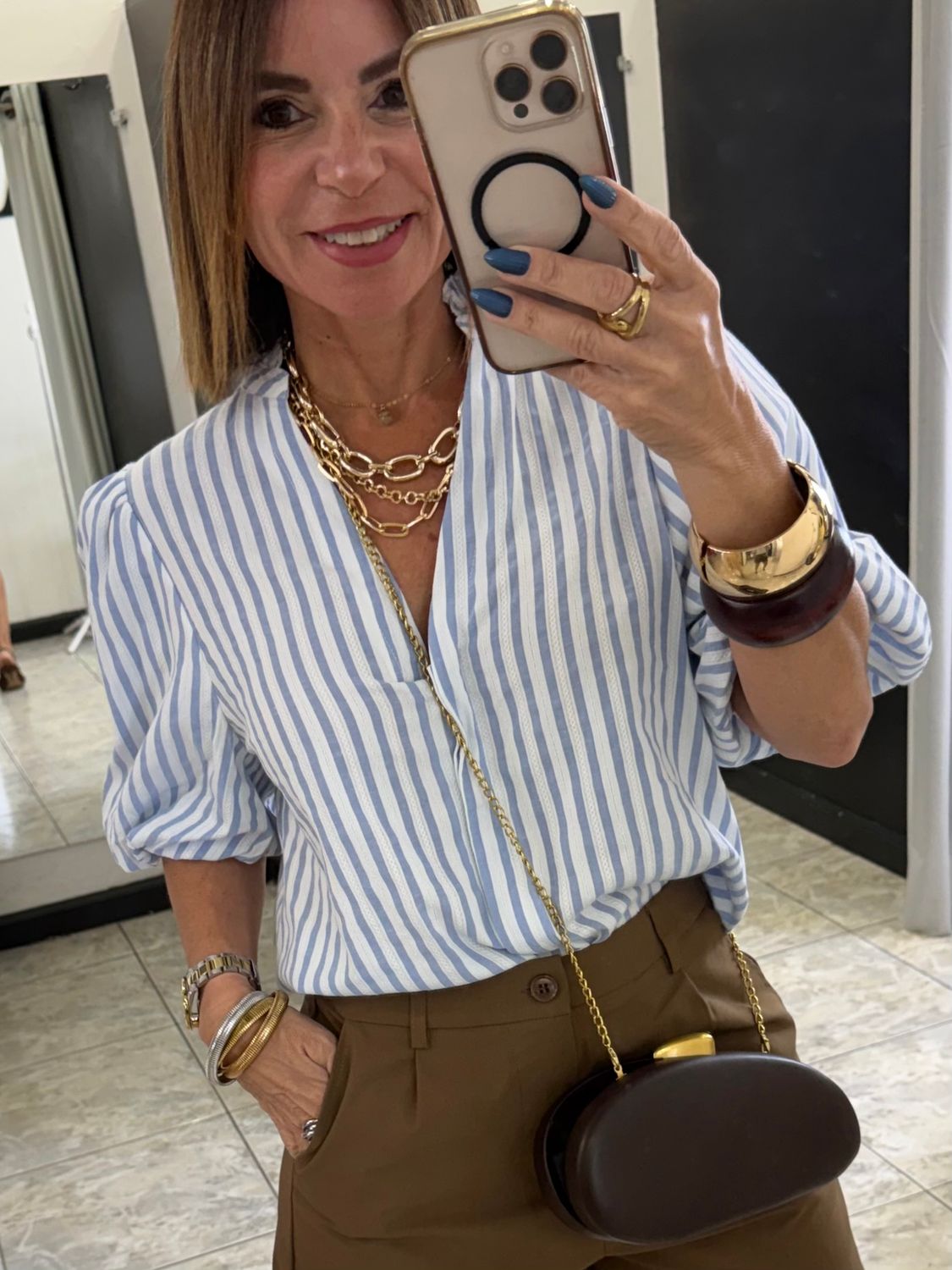 Ariana Blue Puff Sleeves Top