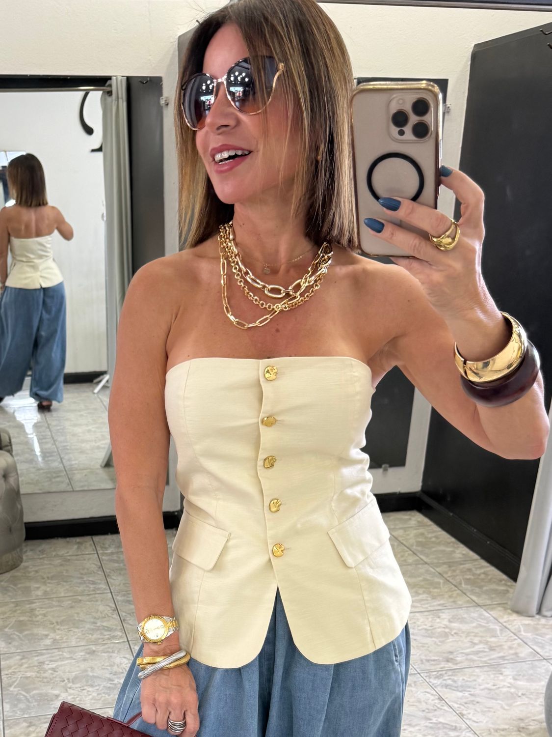 Butter Creme Strapless Vest Top