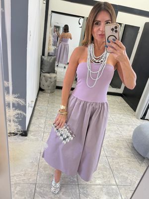 Orange Or Mauve Tube Top Midi Dress