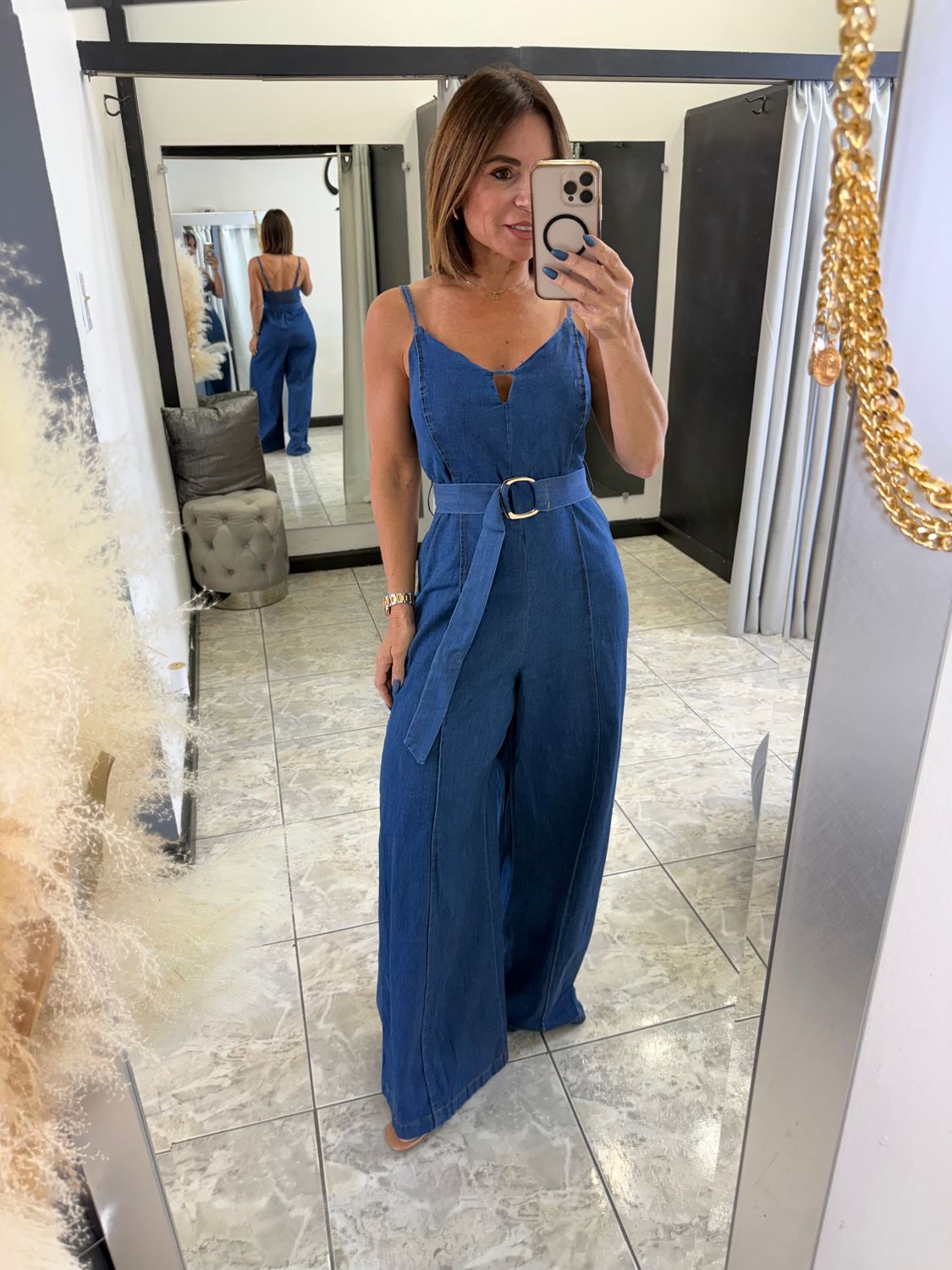 Beige, Light Denim or Medium Denim Jumpsuit