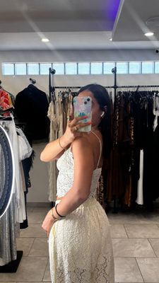 Almond Lace Crop Top And Pants Set