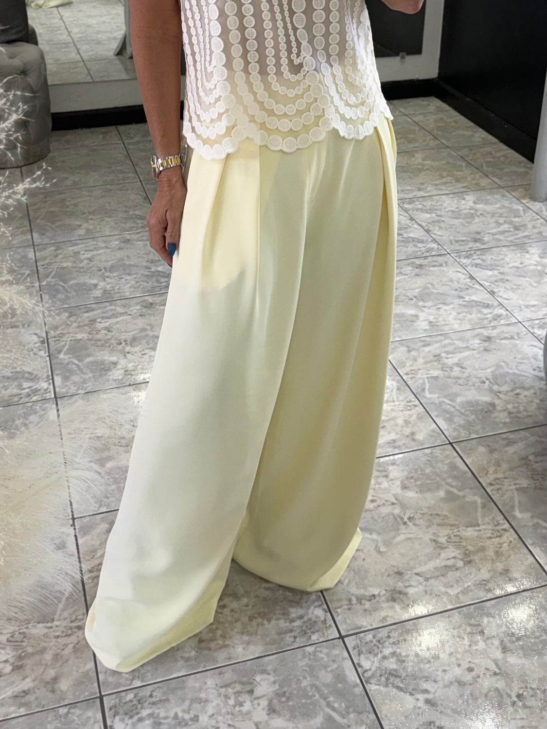 Soft Yellow Dressy Wide Leg Pants