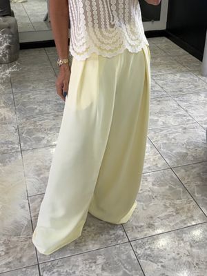 Soft Yellow Dressy Wide Leg Pants