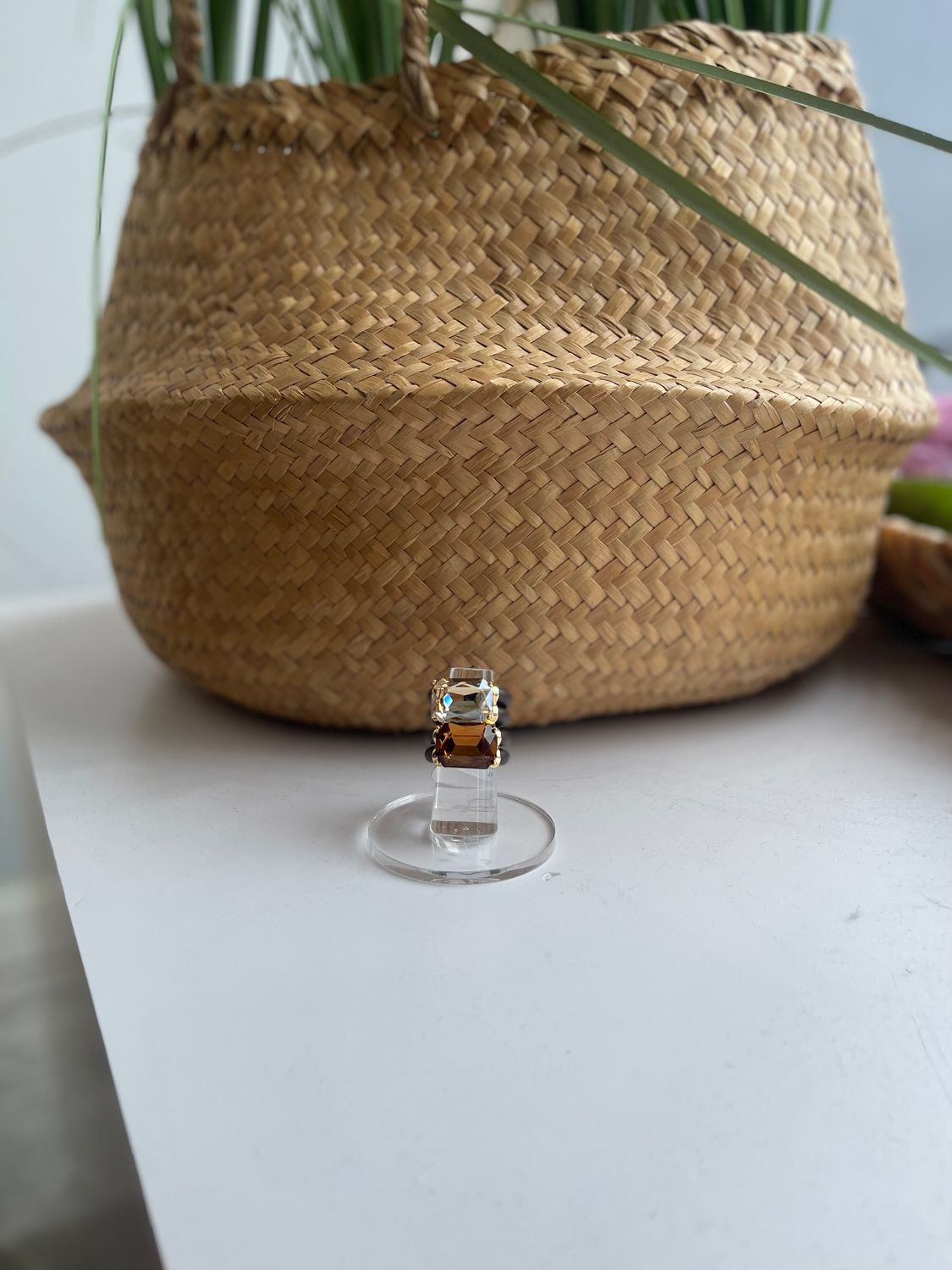 Brown or Clear Adjustable Ring