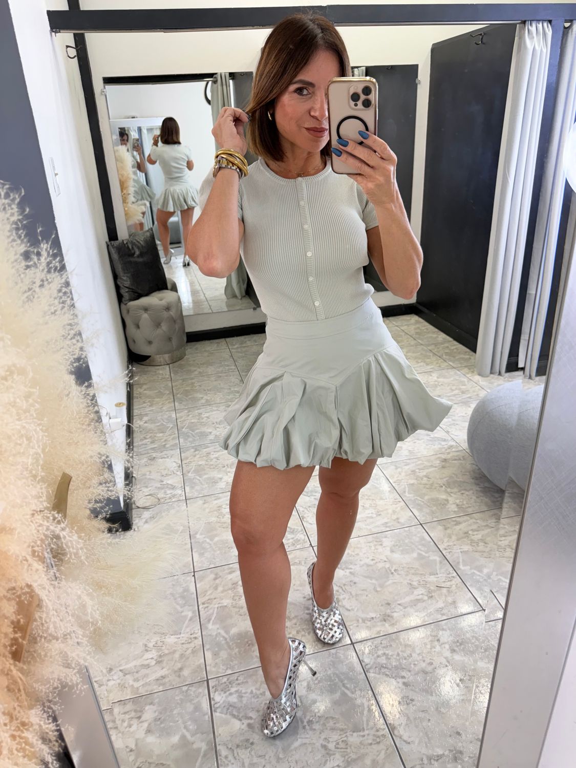 Grey Bubble Skirt Set