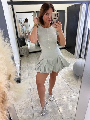 Grey Bubble Skirt Set