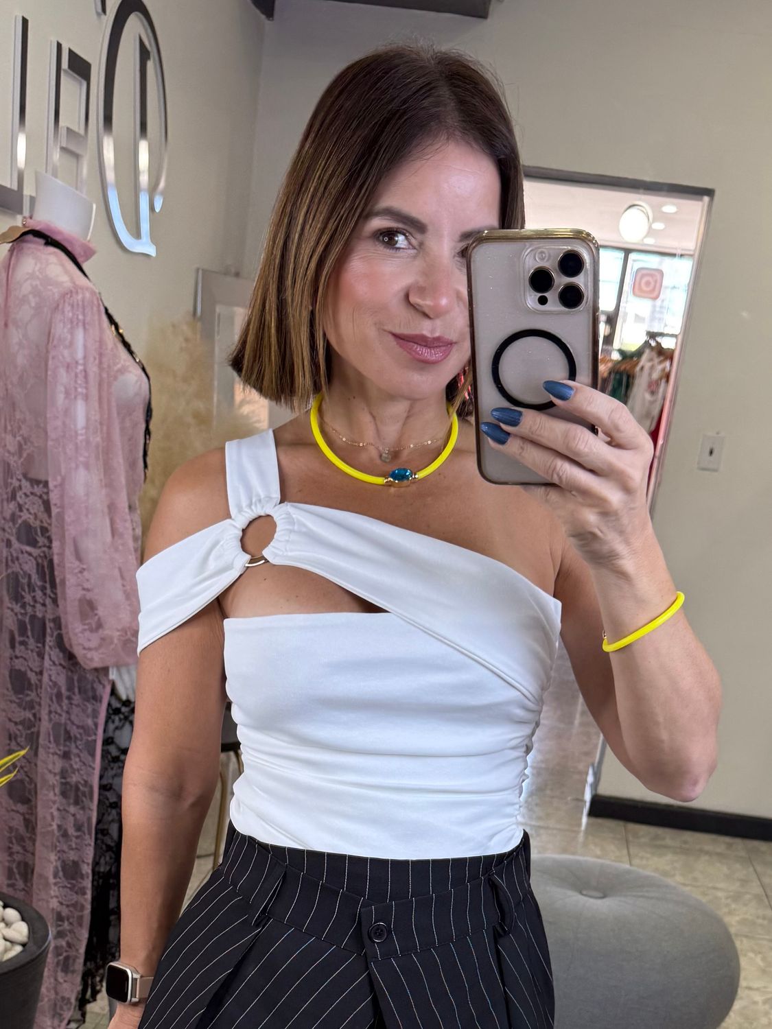 White Detail T Shirt Top