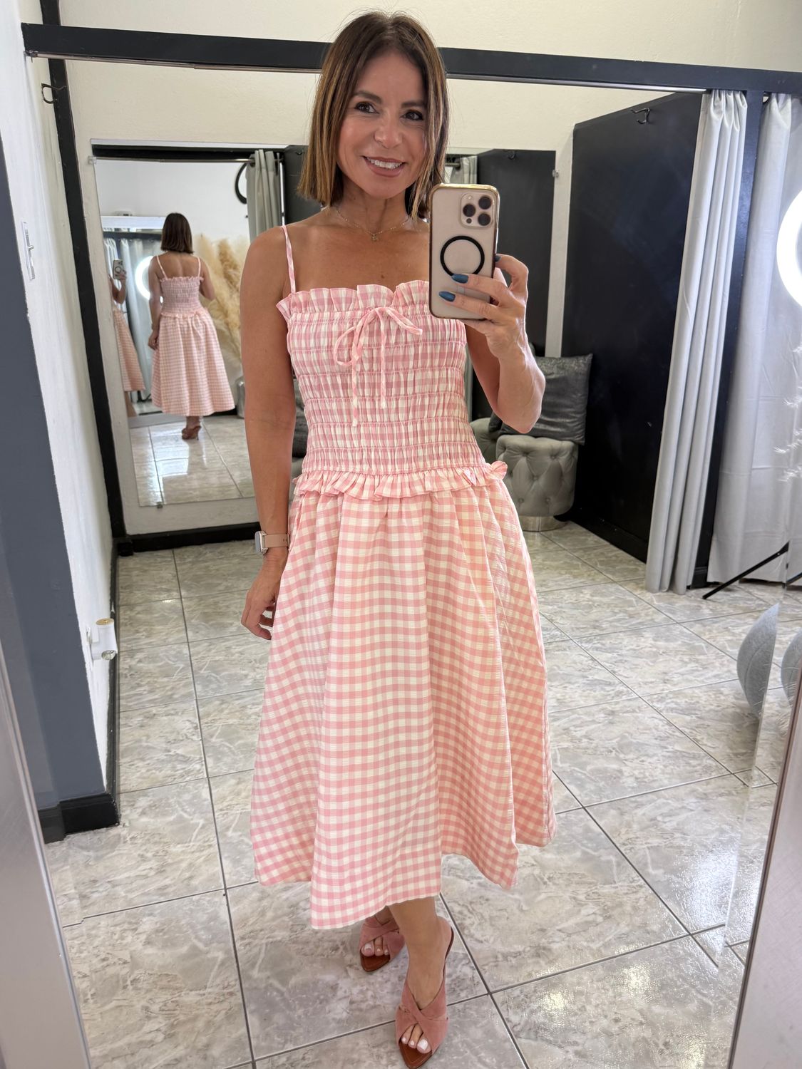 Blush Adjustable Strap Tube Midi Dress