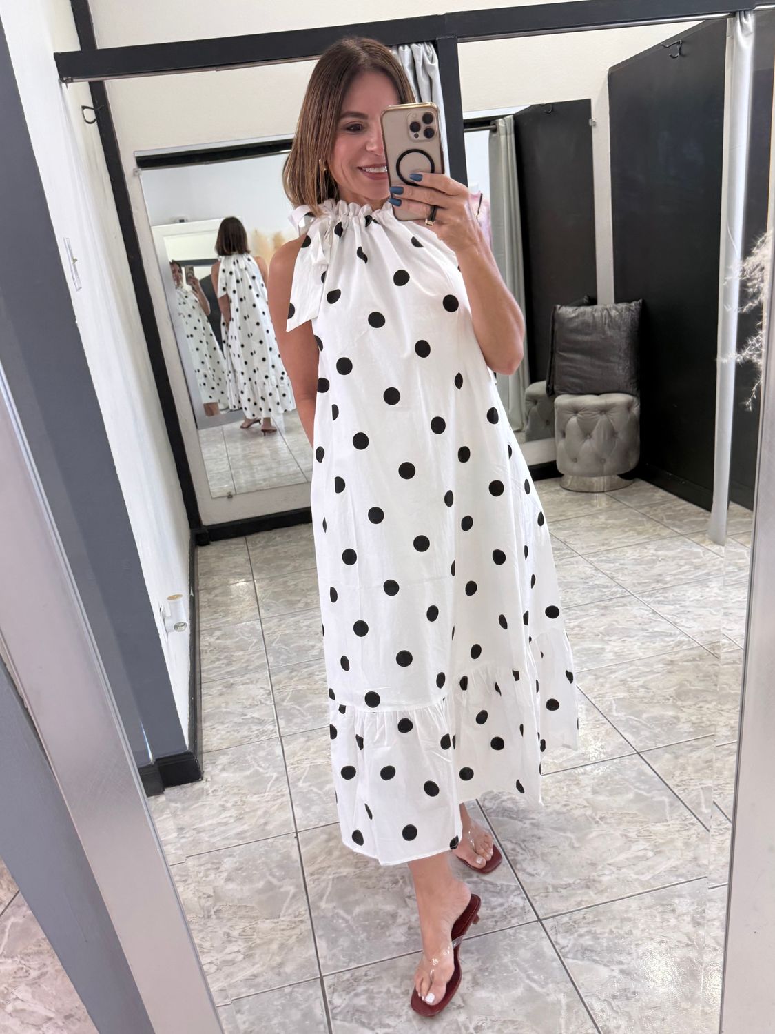 White Polka Dots Dress