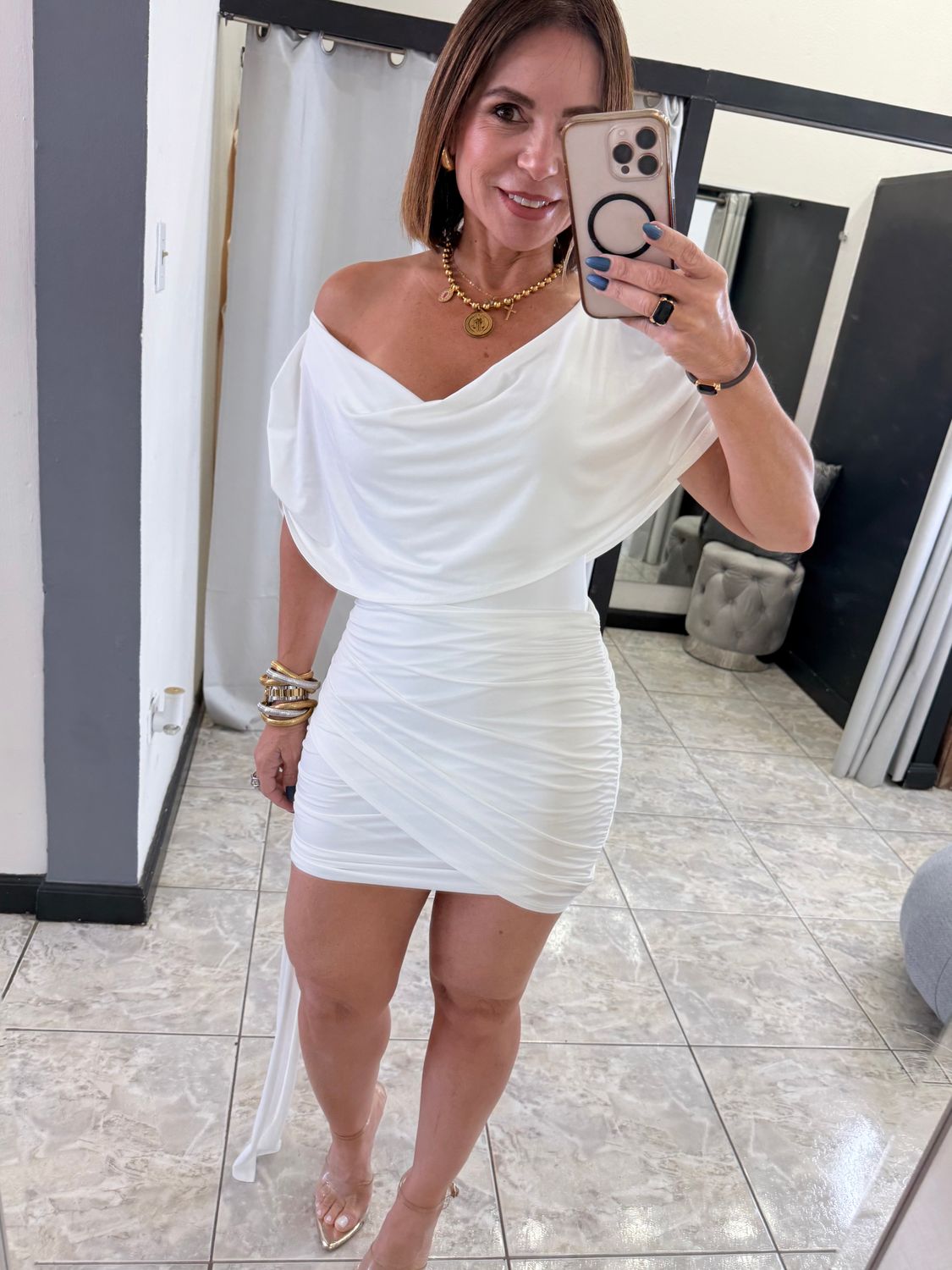 Aura White Short Dress