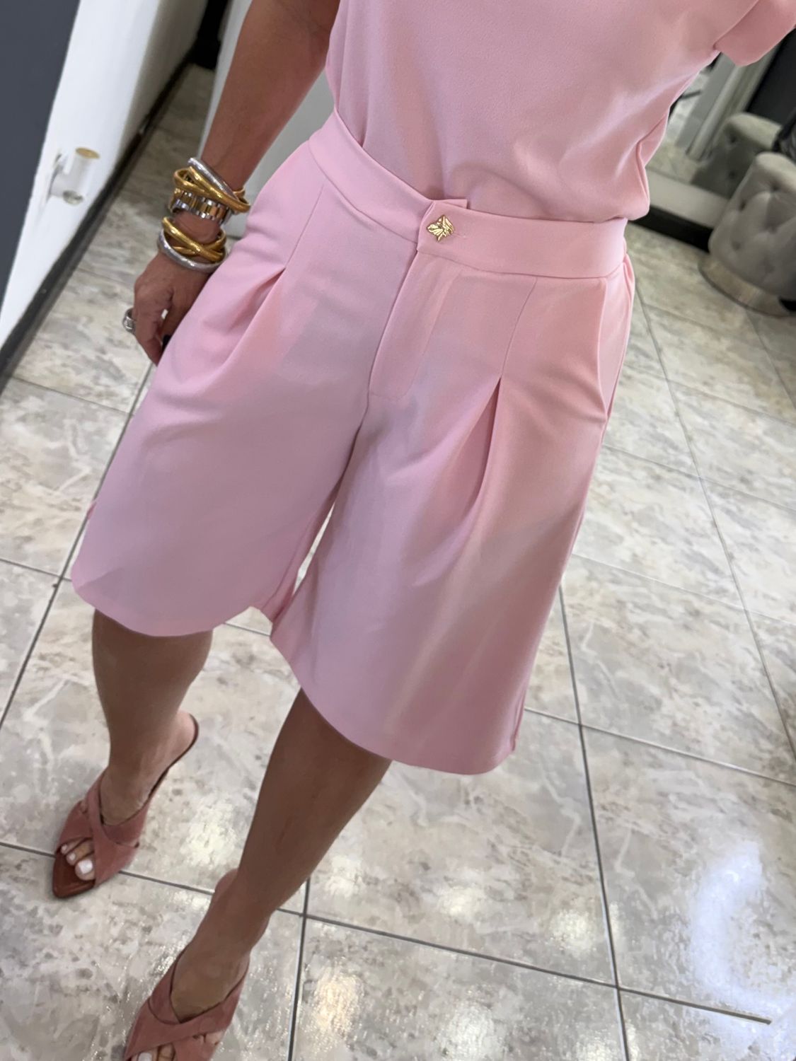 Light Pink, Banana Or White Bermuda Shorts