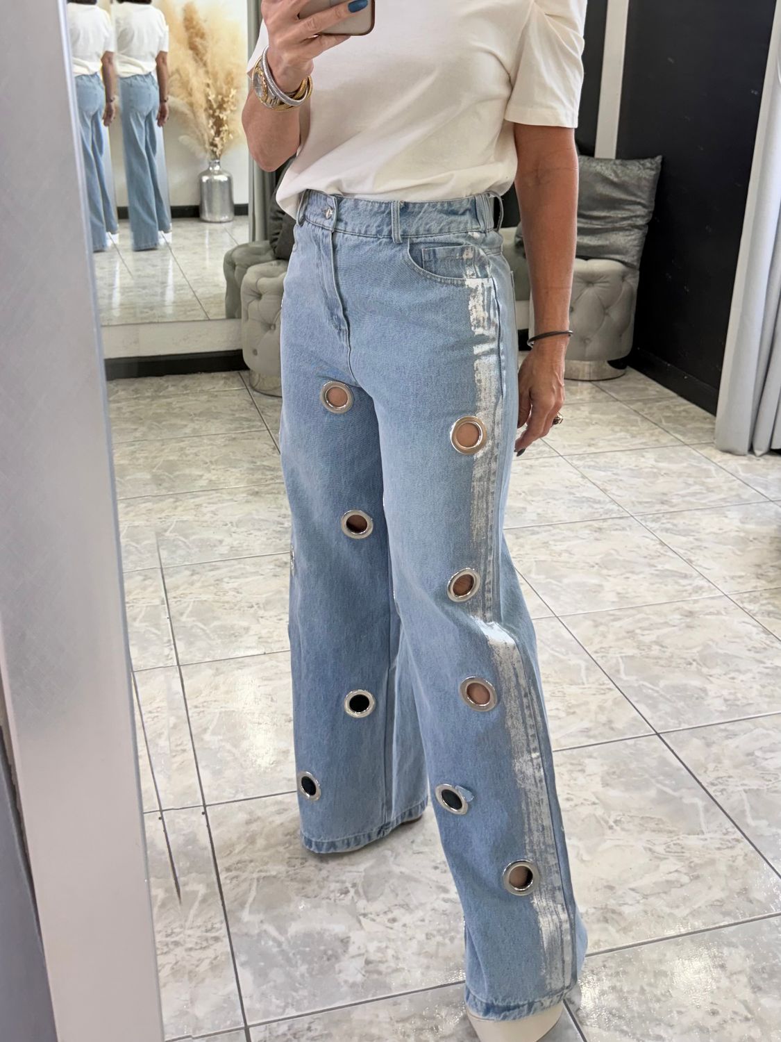 Lt Denim Silver Details Jeans