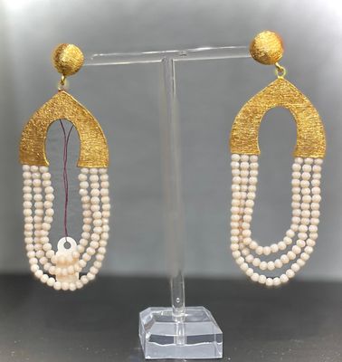 Bone Peach Turkey Earrings