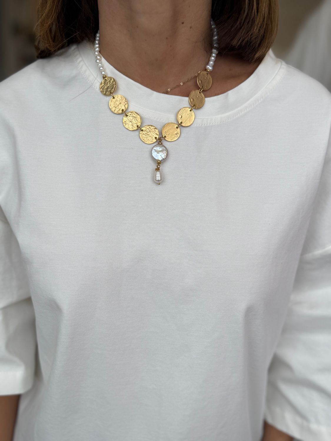 Pearl Gold Detail Turkey Necklace