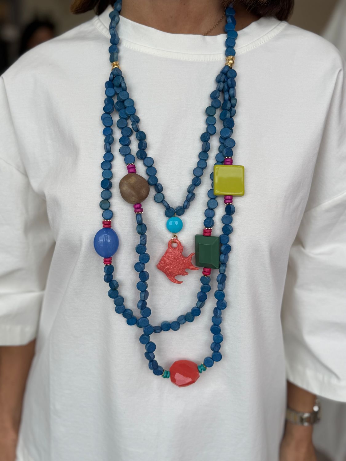 Multi Color Fish Turkey Necklace