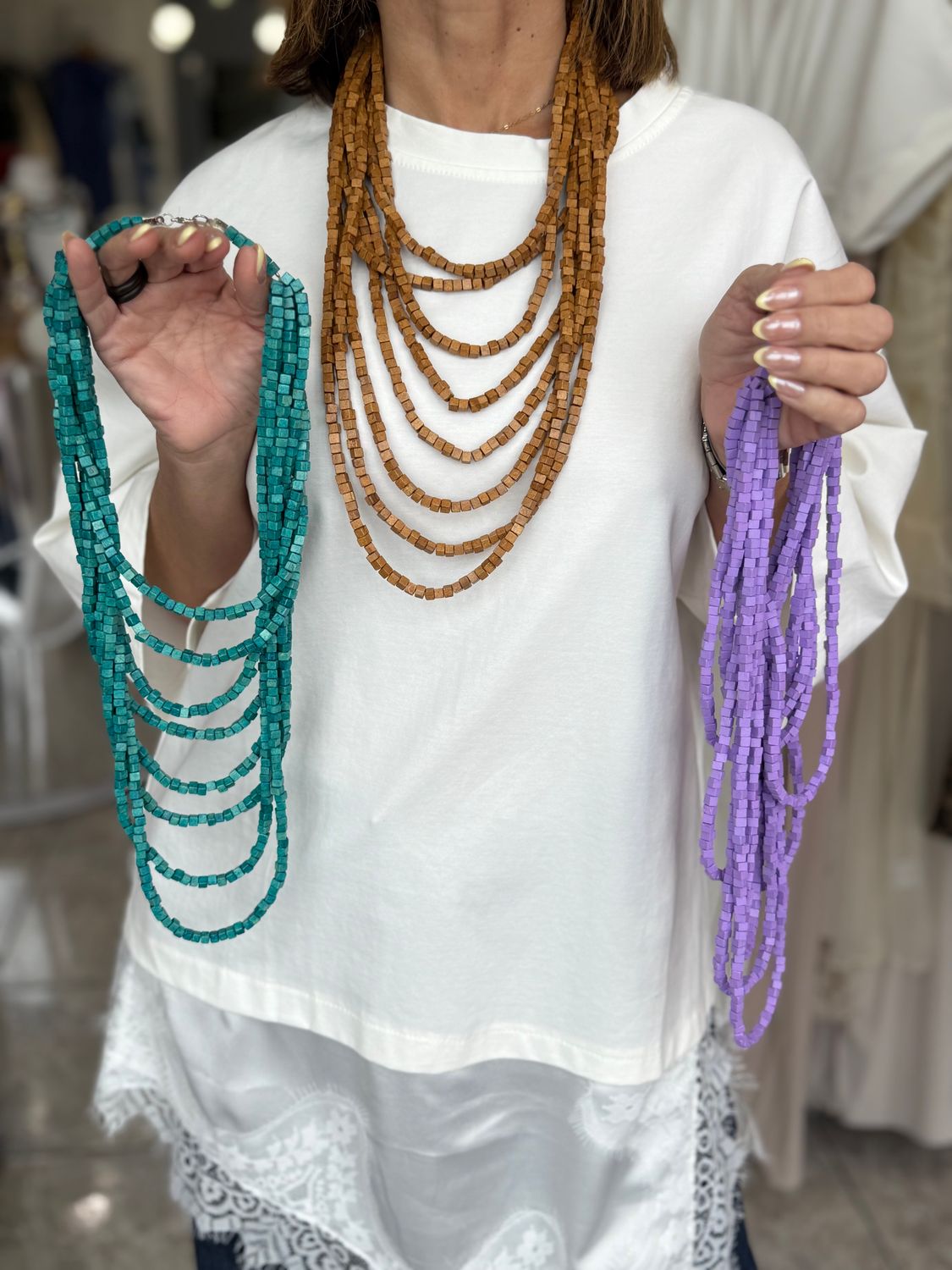 Turquoise, Lavanda or Wood Necklace