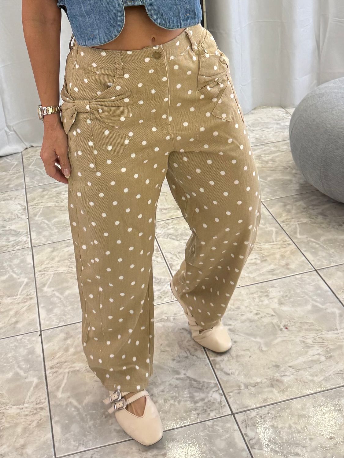 Taupe/Cream Polka Dots Pant