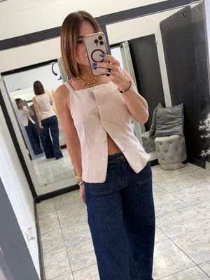 Taupe Button Front Vest