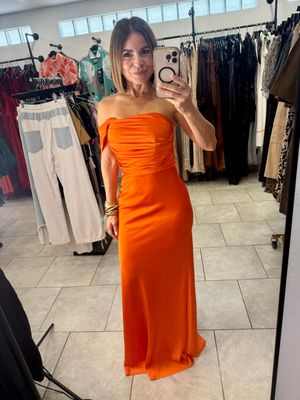 Orange Satin Long Dress