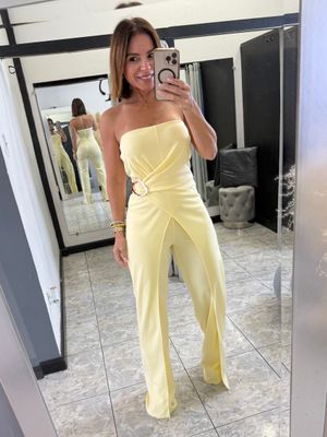 Butter Yellow Strapless Jumpsuit