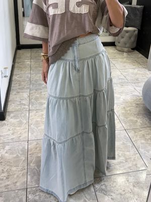 Dark Or Light Denim Maxi Skirt