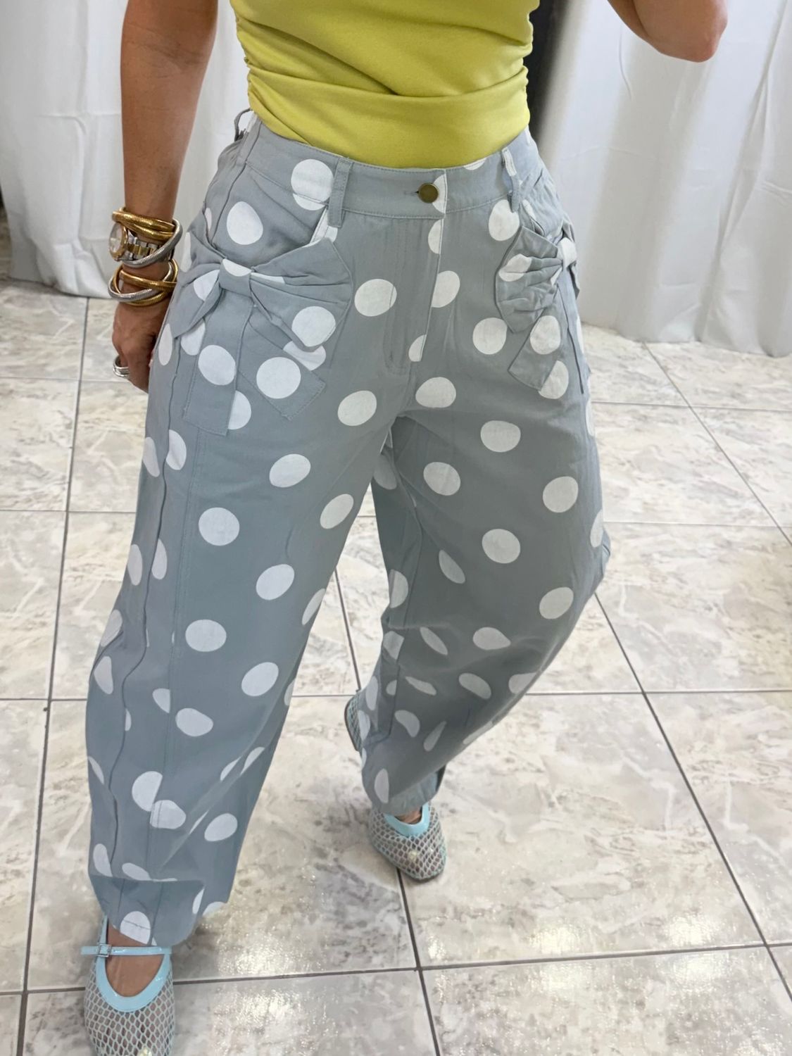 Lt Blue Or Ivory Dots Bottom