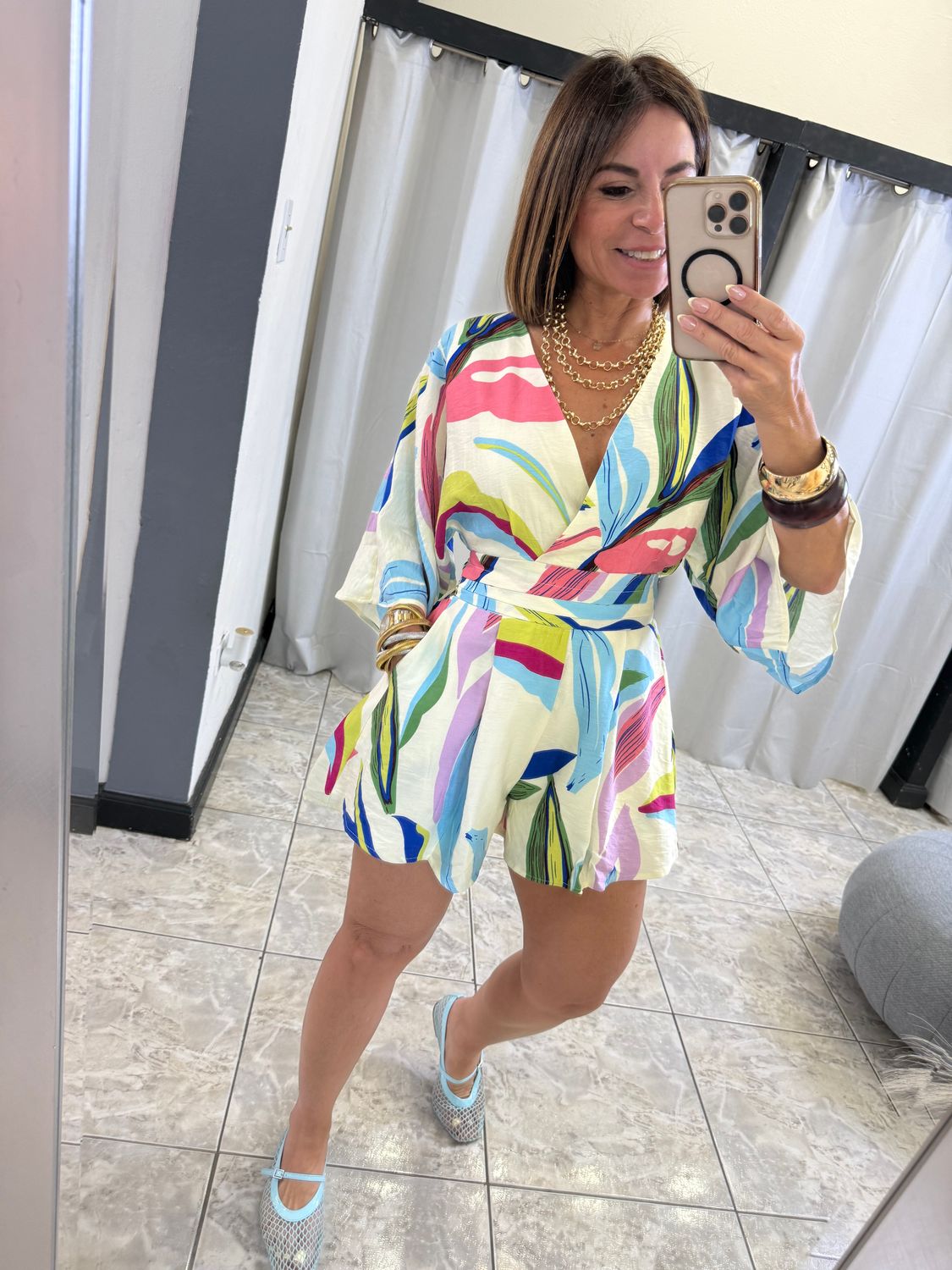 Multi Ivory Colorful Romper
