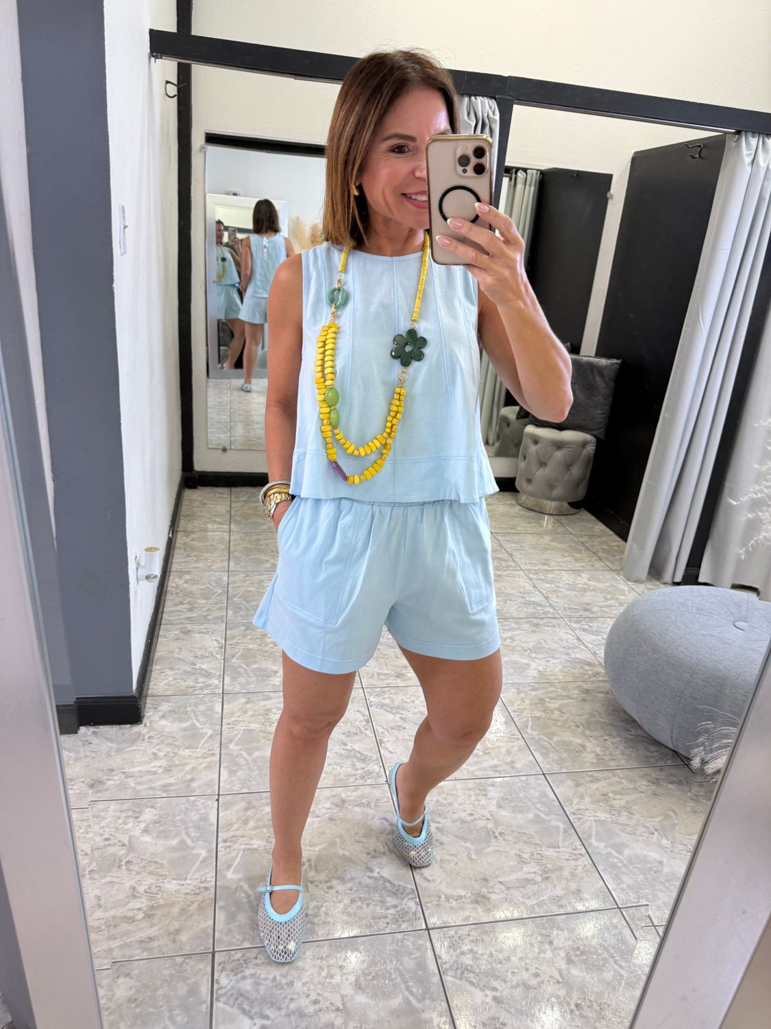 Baby Blue Lounge Short Set with A Relax Top