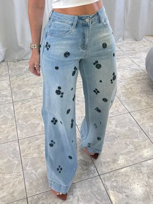Blue Flower Details Jean