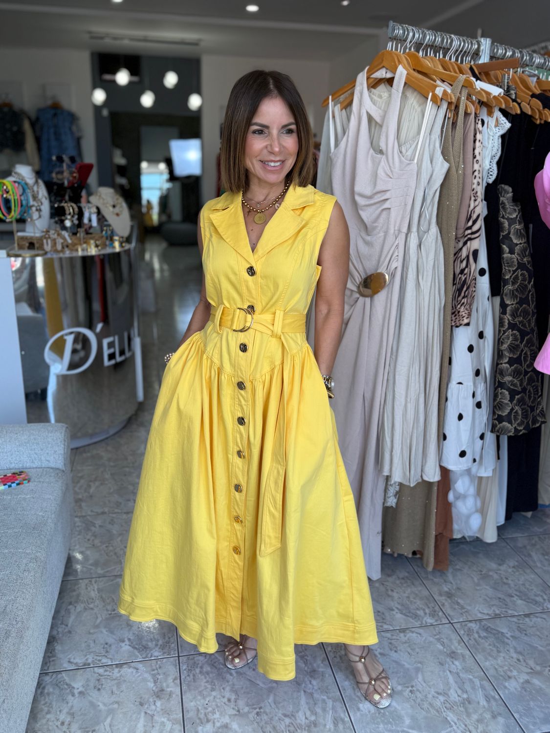 Yellow Or White Midi Dress