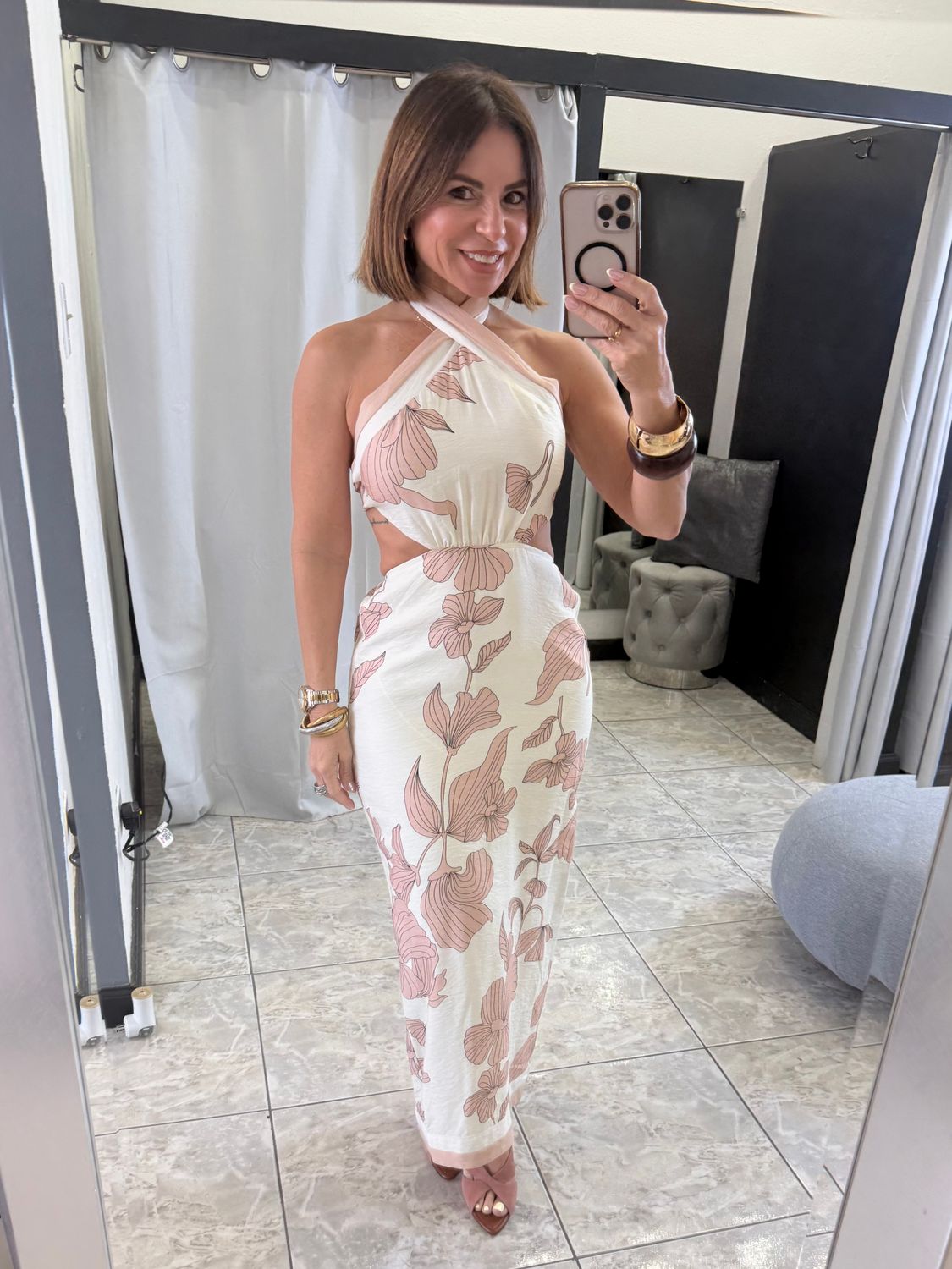 Blush/Cream Flower Detail Dress