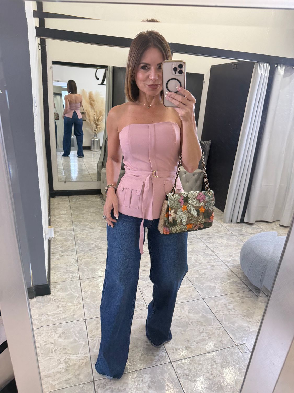 Pink Or Green Strapless Top