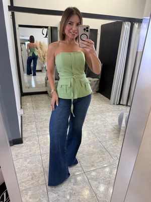 Pink Or Green Strapless Top