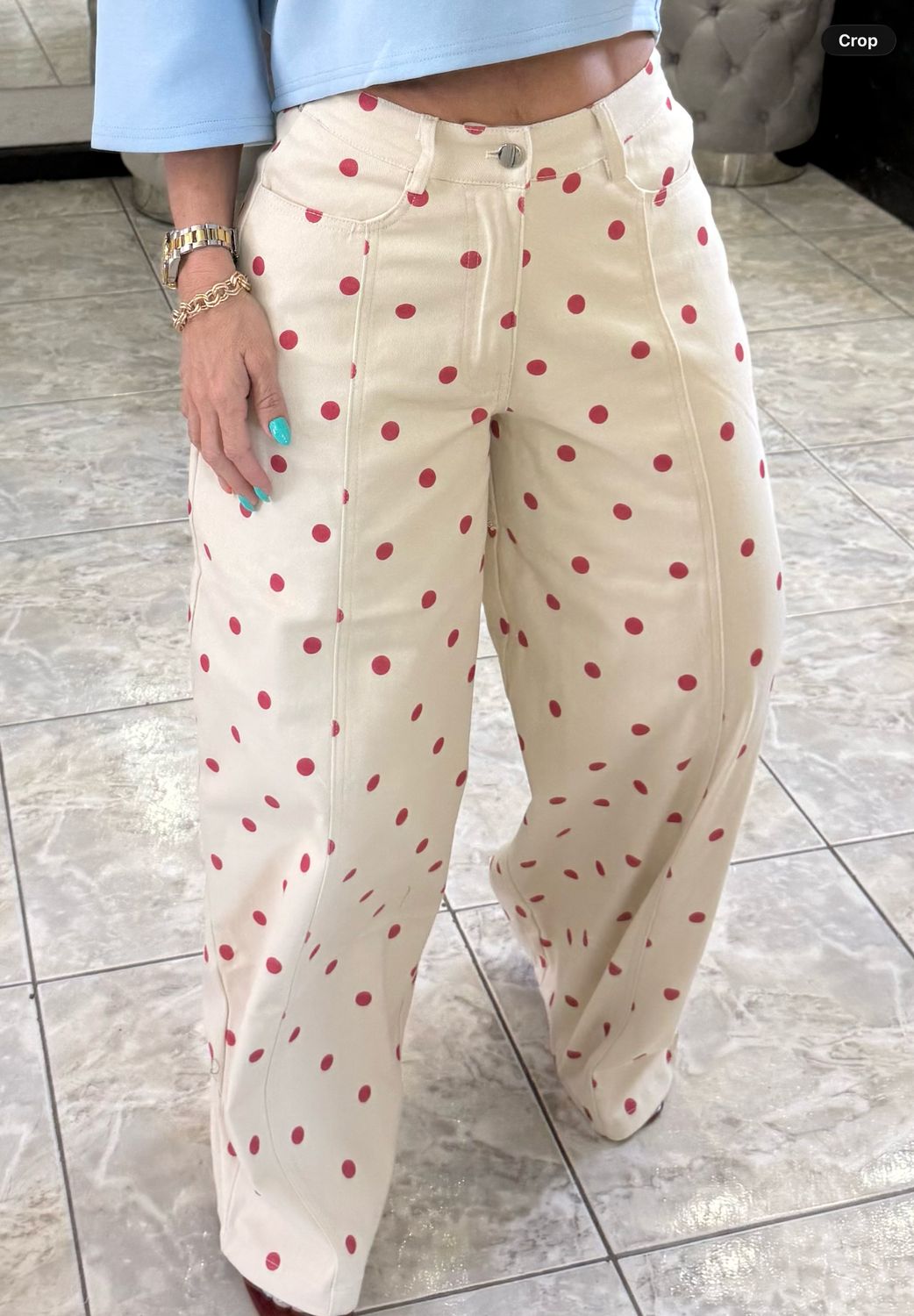 Cream/Pink Dots Pant