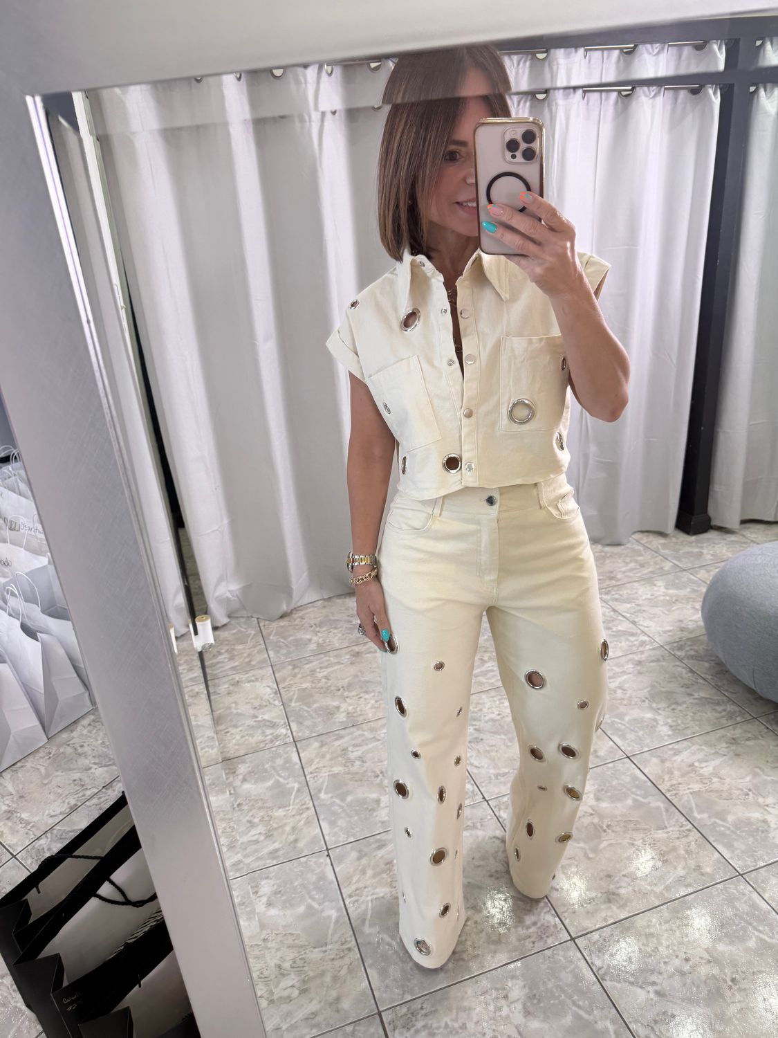 Beige Silver Detail Set