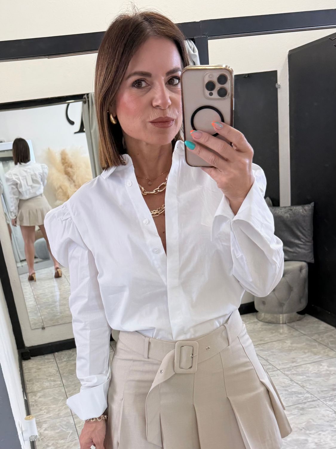 White Slong Sleeve Top