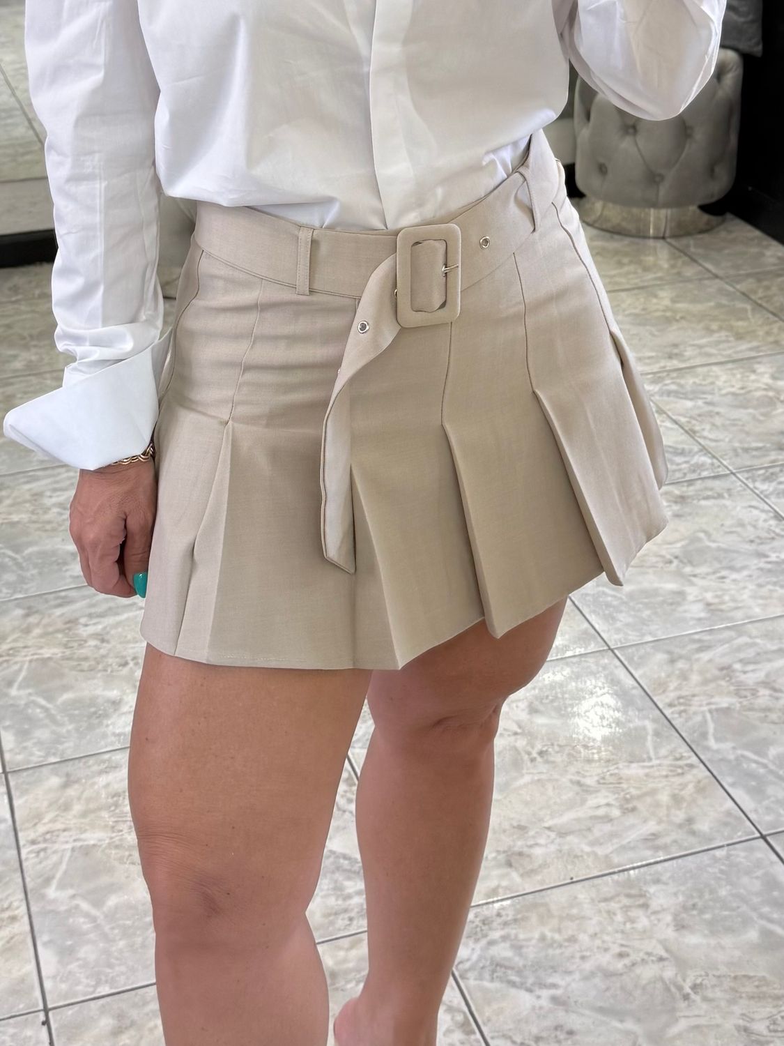 Grey Beige Mini Skort