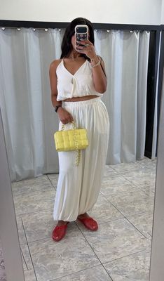 Green or Bone White Aladdin Top And Pant Set