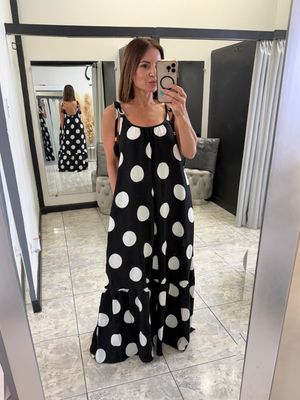 Polka Dots Tie Straps Maxi Dress