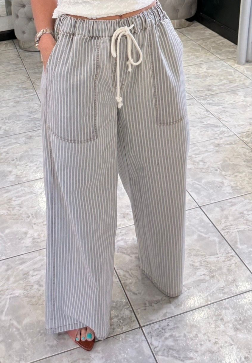 Washed Stripes Detail Pant