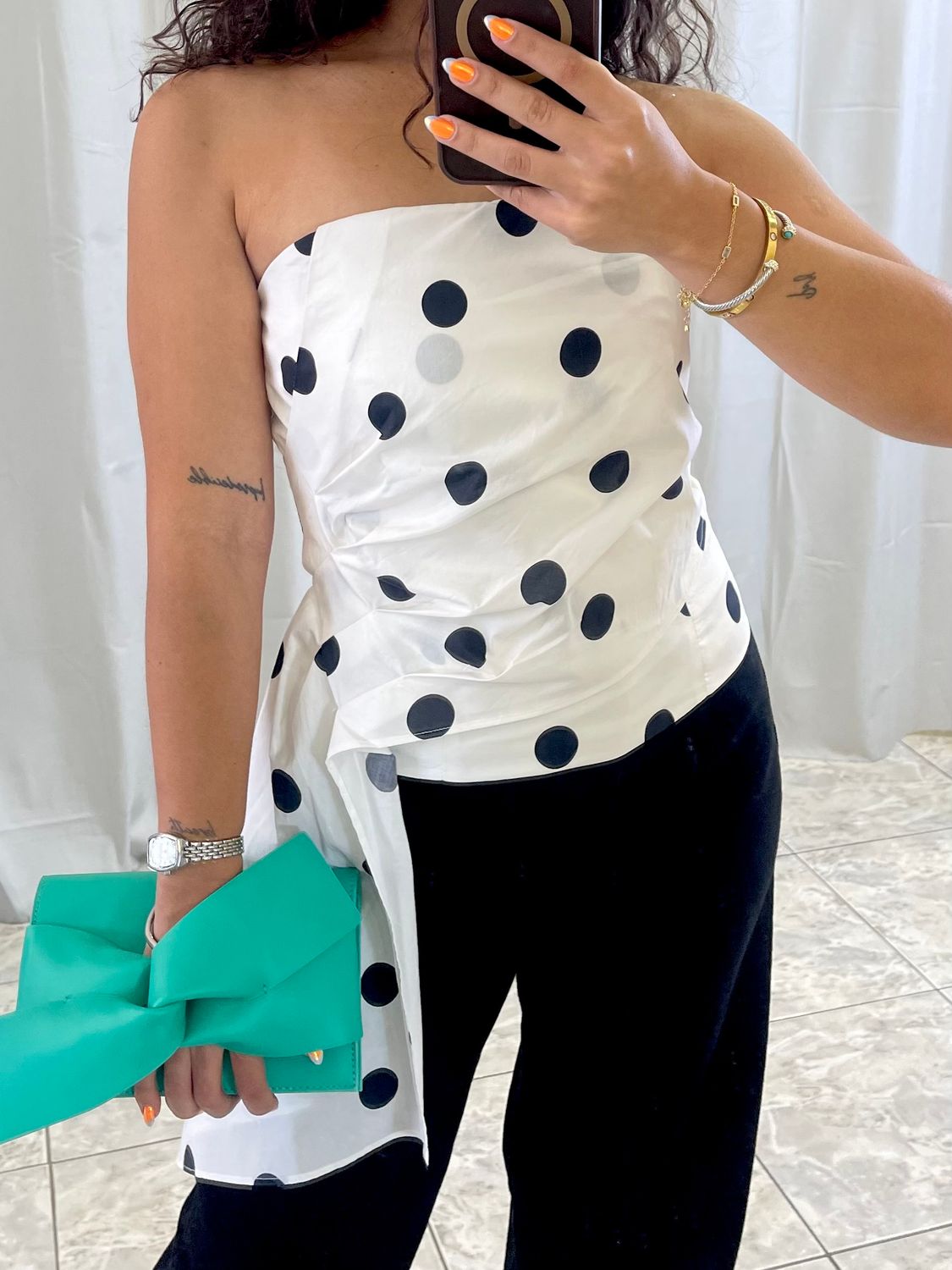 White Or Black Polka Dots Top